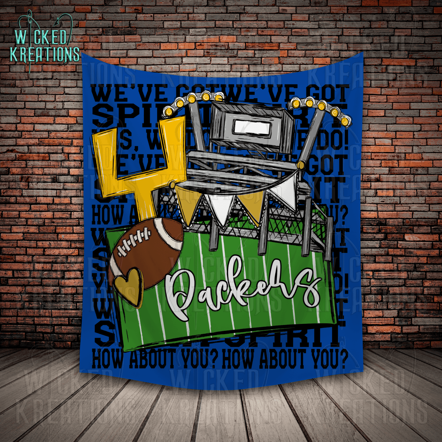 Smithfield Packers We've Got Spirit Football Theme Fleece Throw Version 4