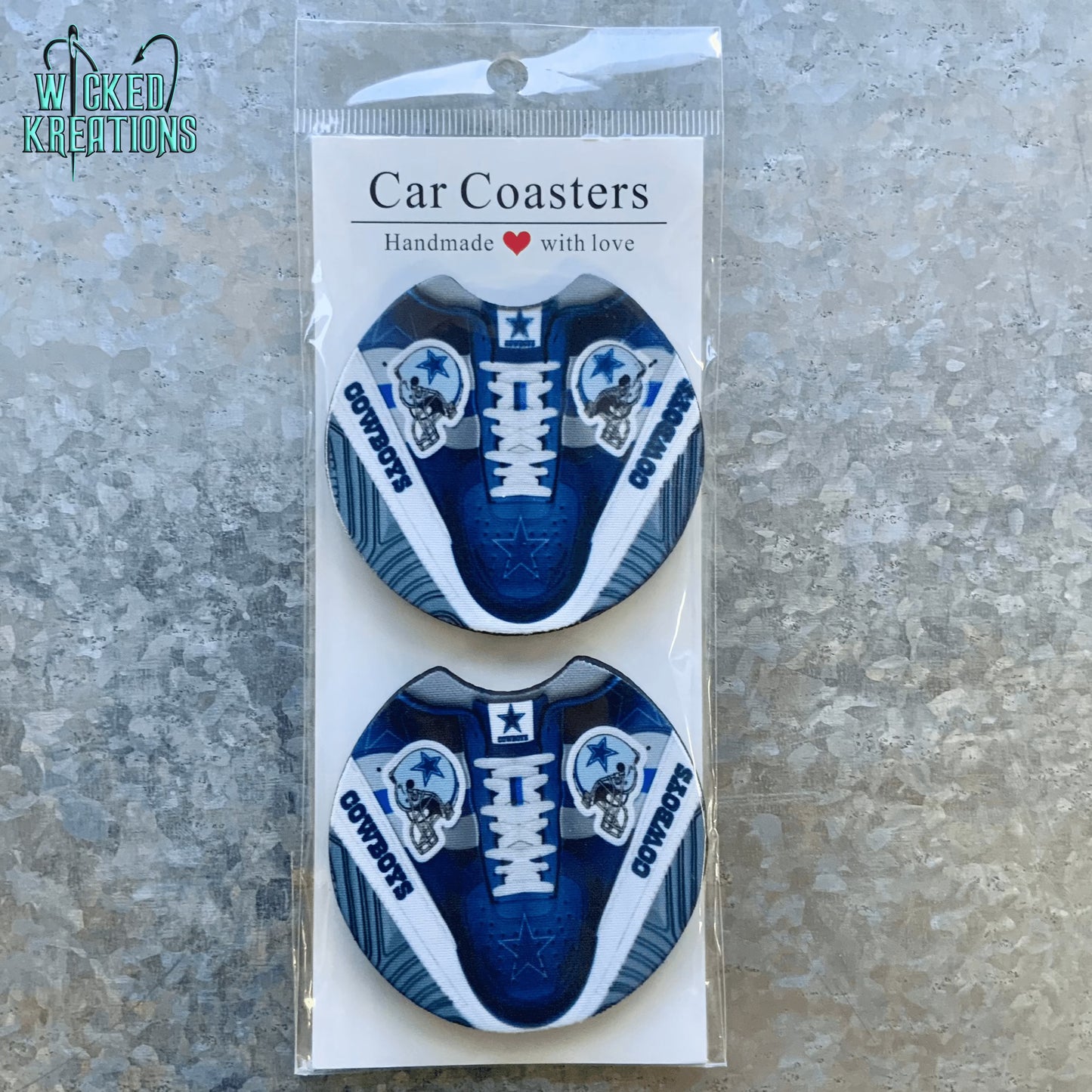 Dark Blue Cowboys Shoe Car Coaster Set