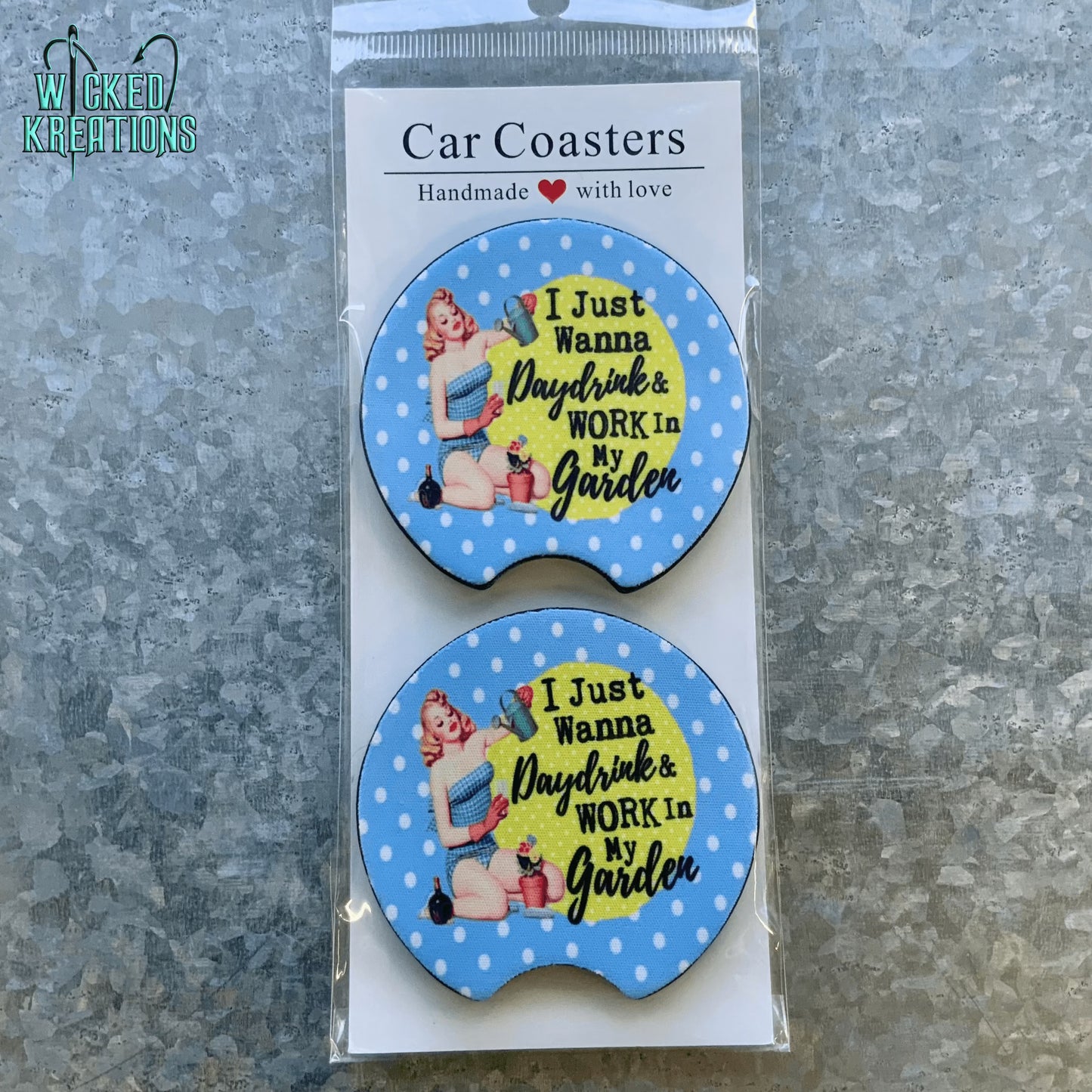 I Just Wanna Day Drink and Work in My Garden Car Coaster Set