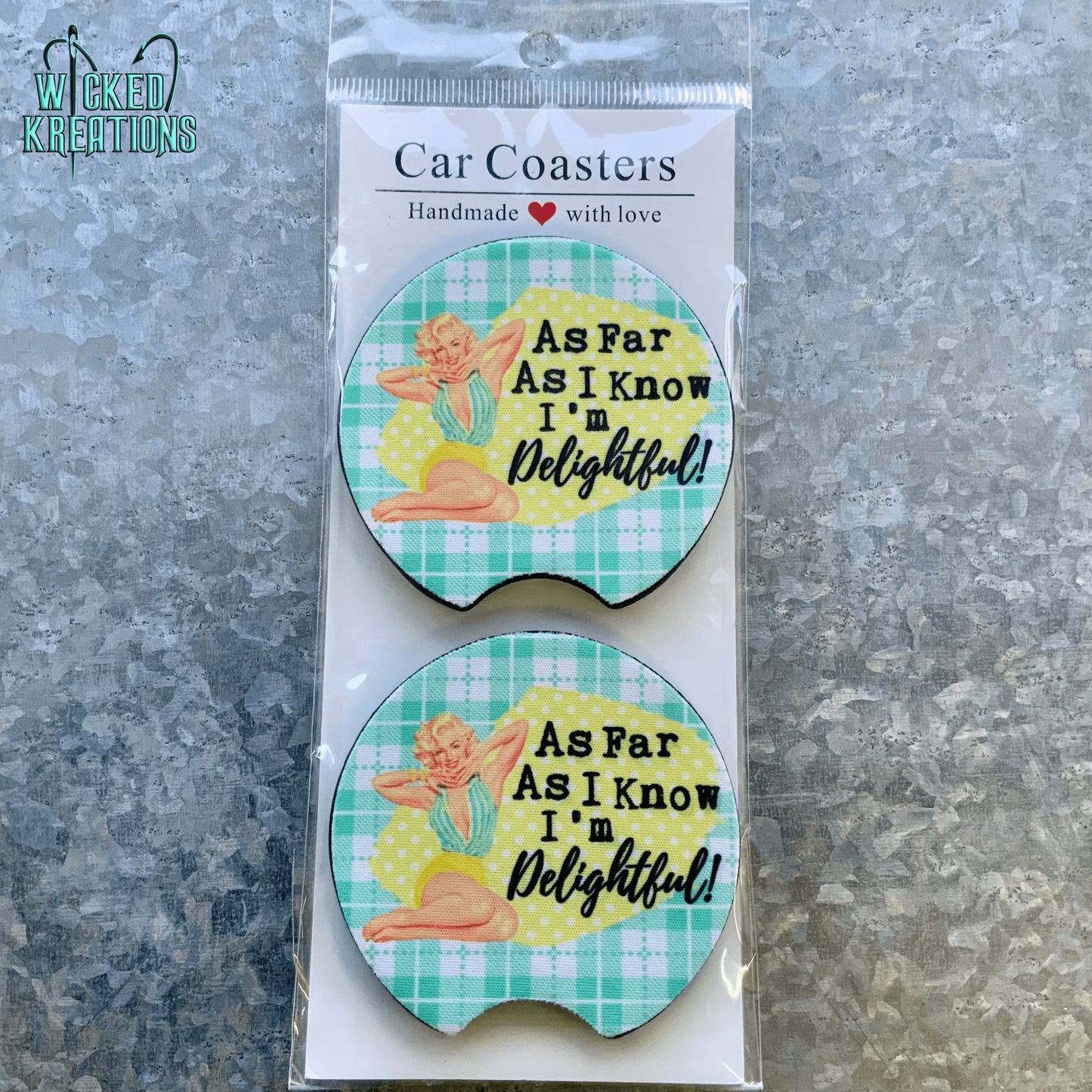 As Far as I know I'm Delightful Car Coaster Set