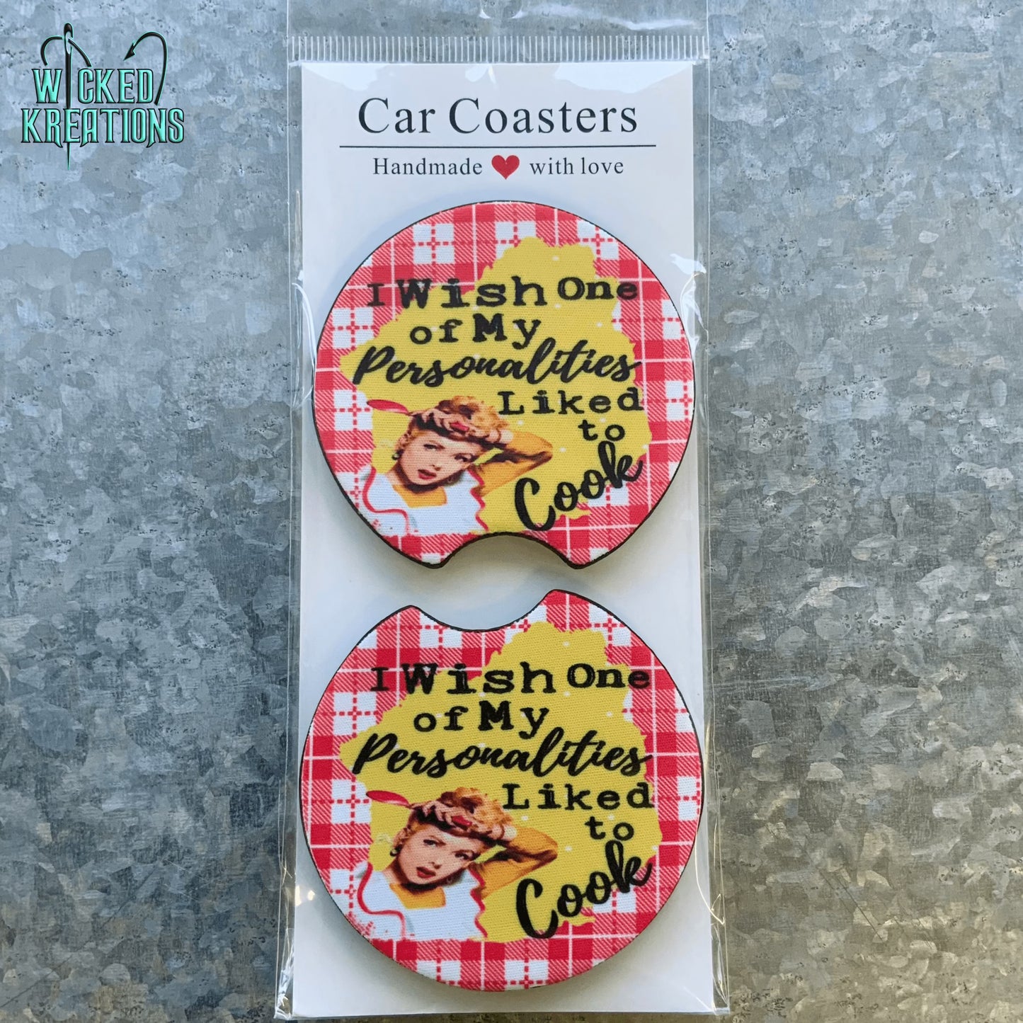 I Wish One of my Personalities Liked to Cook Car Coaster Set