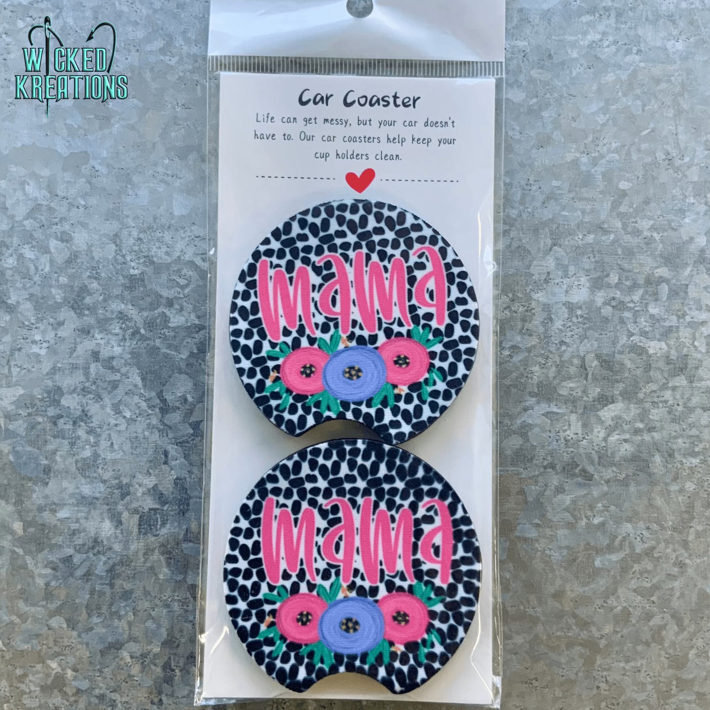 Mama Pebble Floral Car Coaster Set