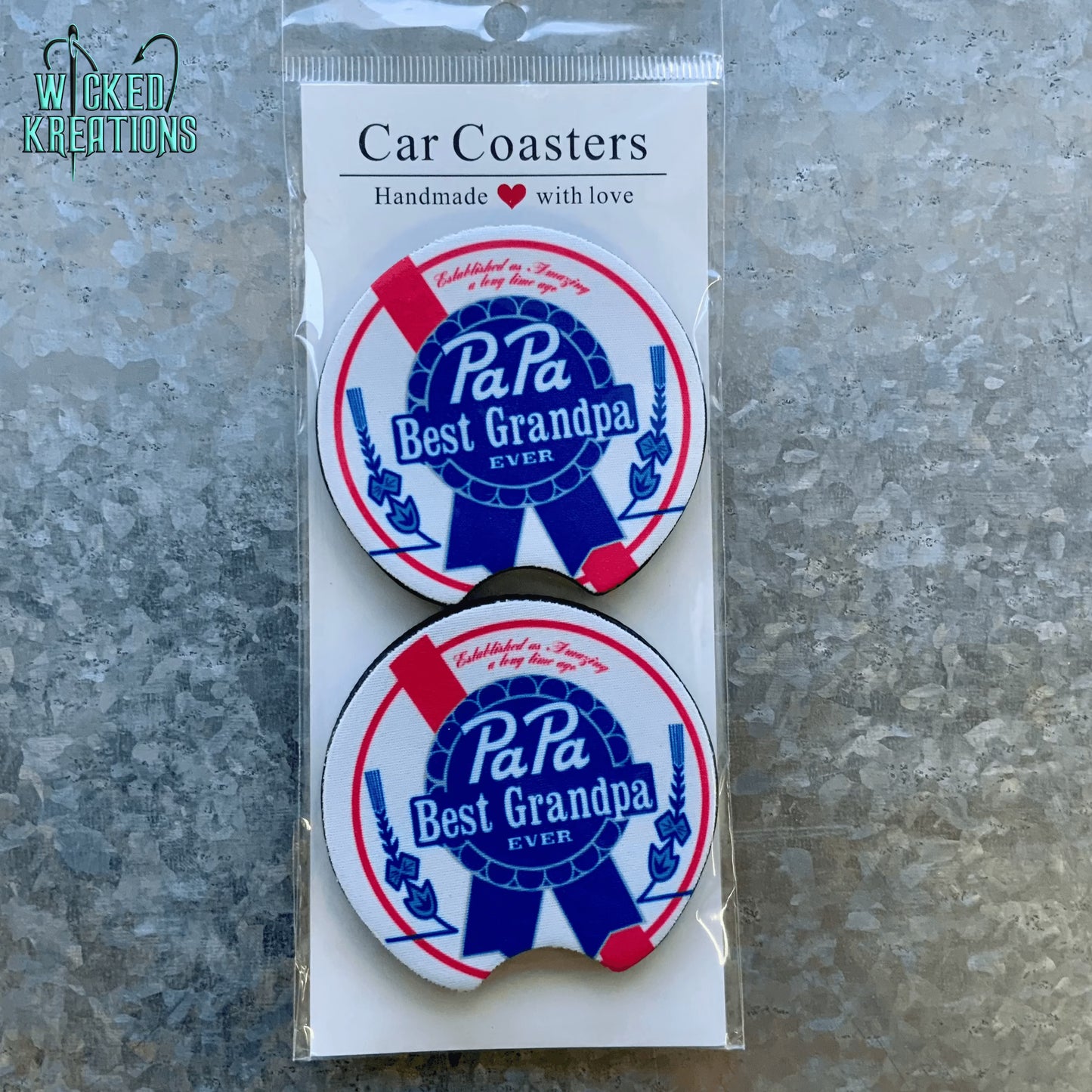 PaPa Best Grandpa Ever Car Coaster Set