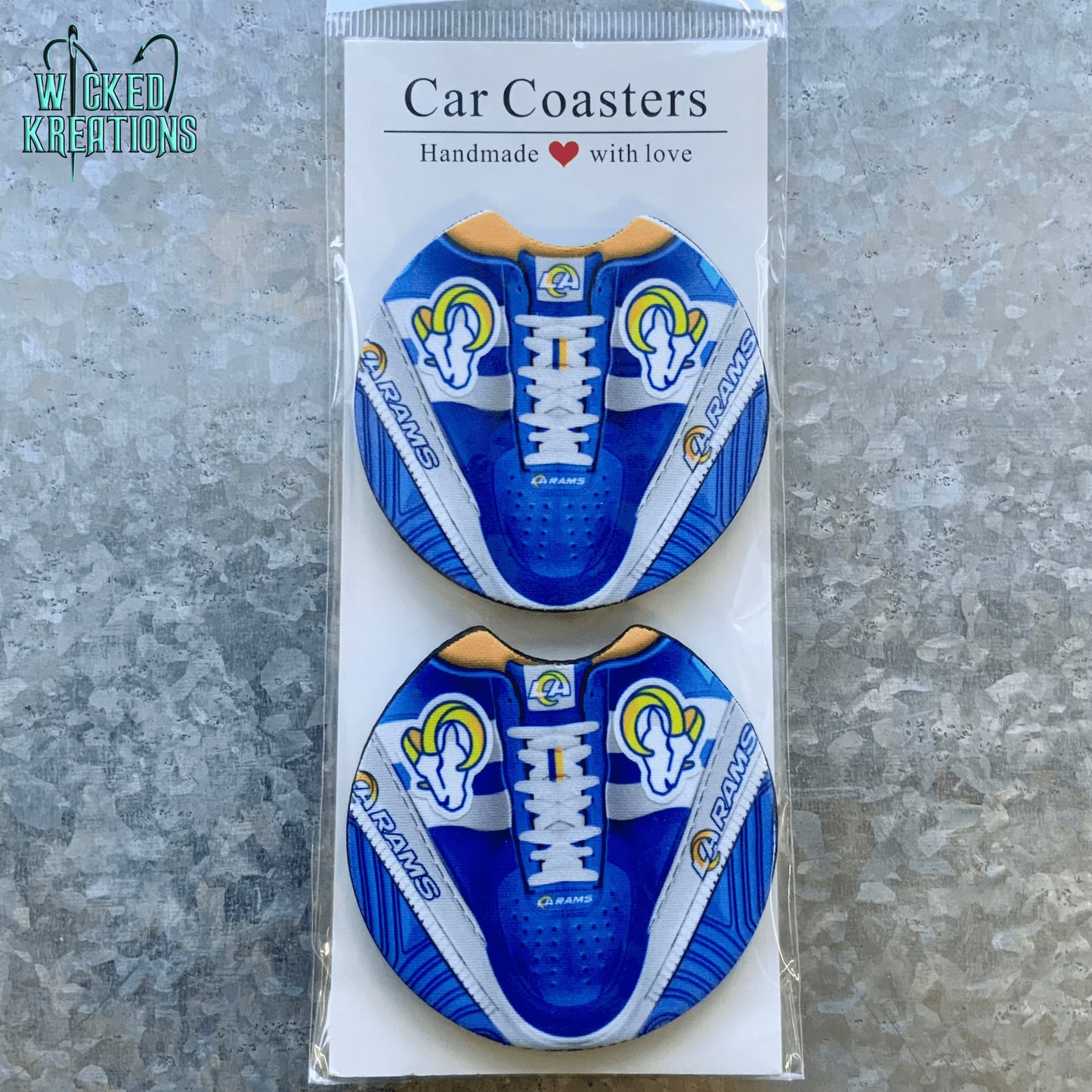 Rams Shoe Car Coaster Set