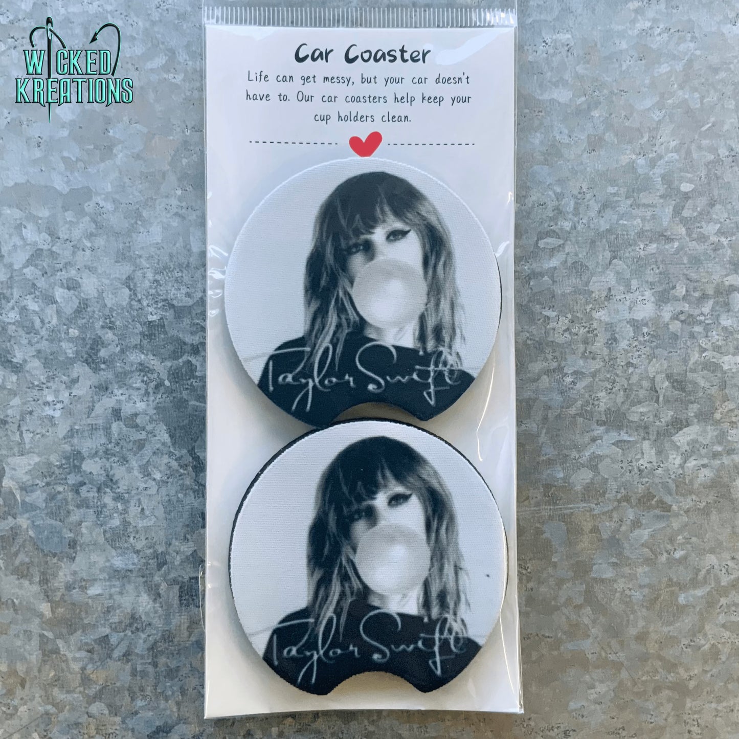 TS Black & White Car Coaster Set