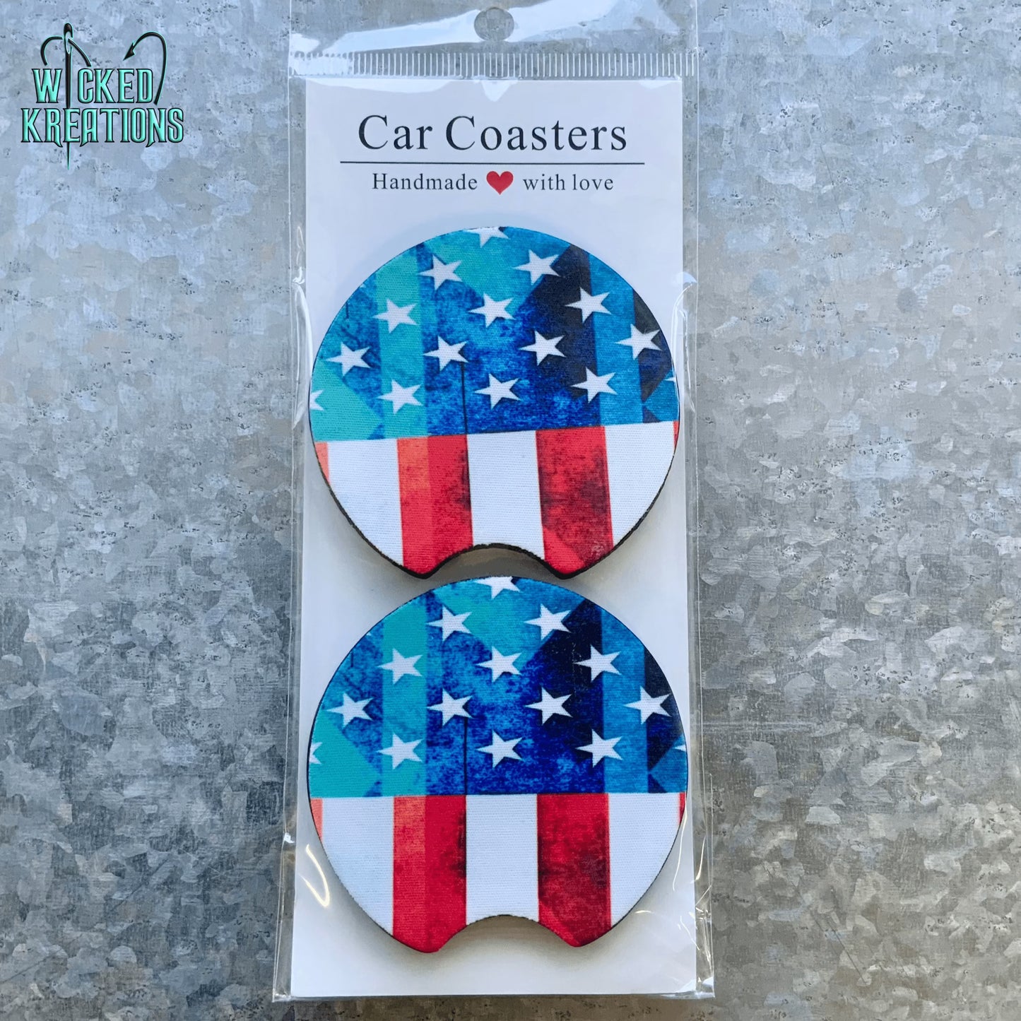 Western Patriotic American Flag Coaster Set