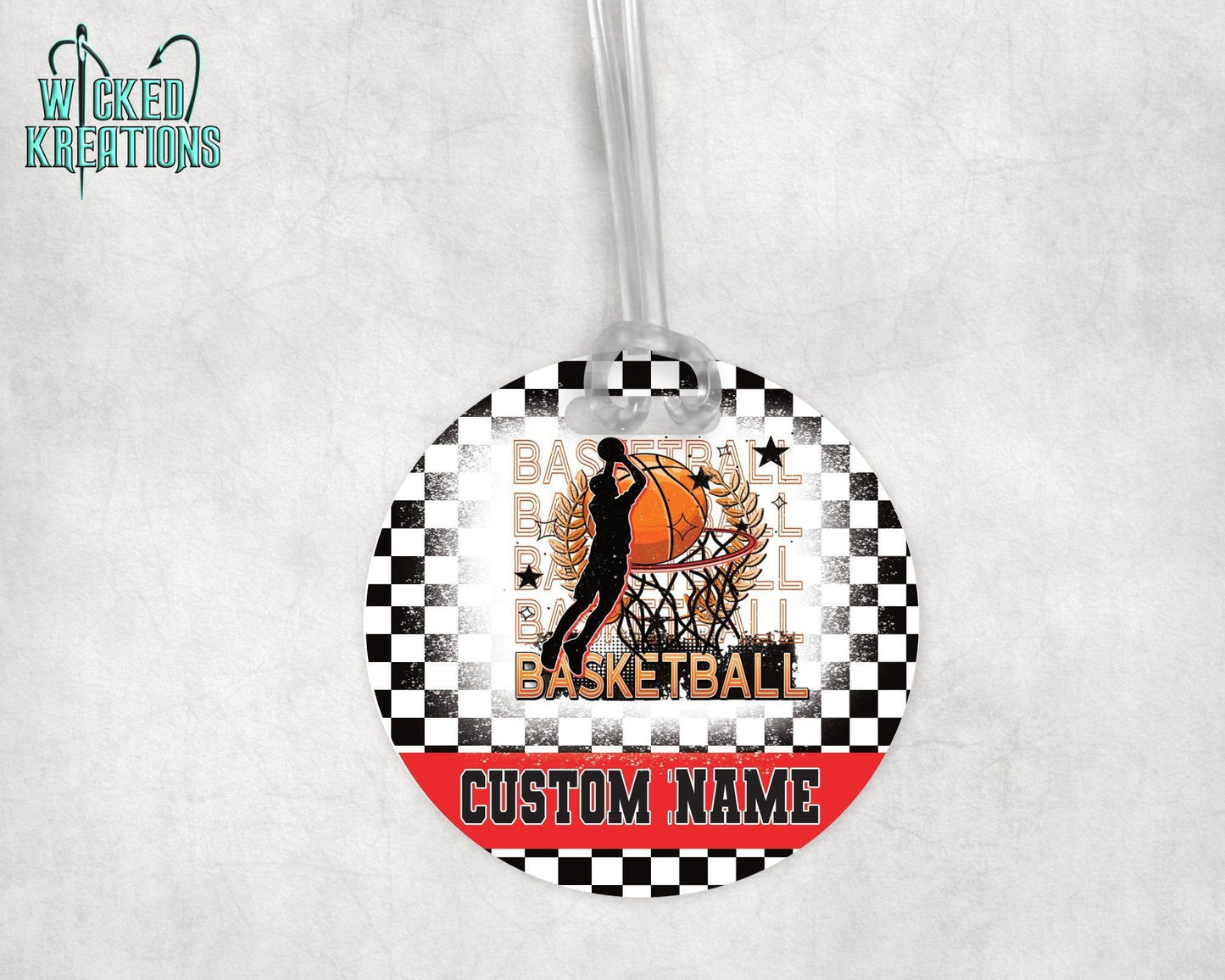 Basketball Boy Acrylic Bag Tag - Custom Text