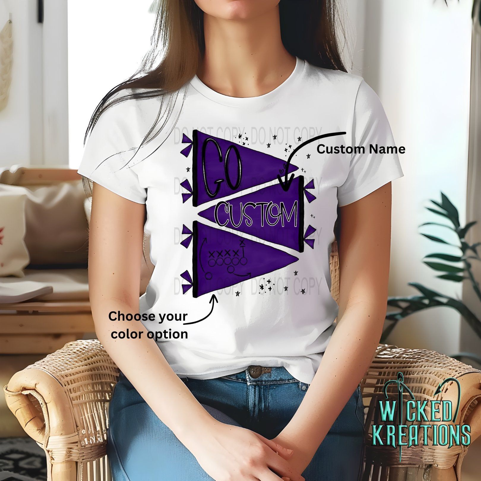 Custom Go Mascot Pennant Flag Graphic Tee