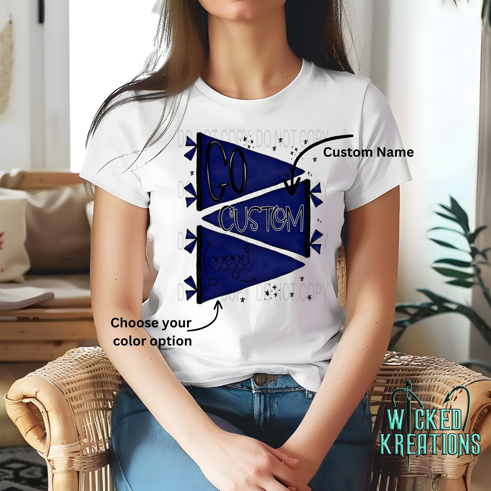 Custom Go Mascot Pennant Flag Graphic Tee