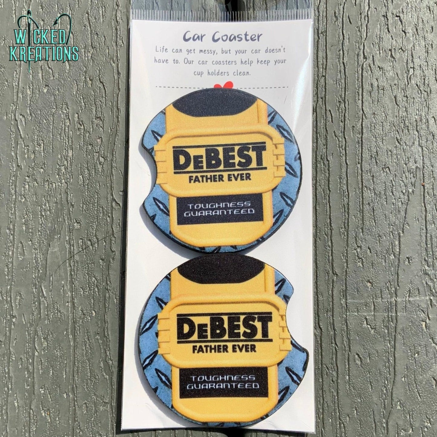 DaBest Father Ever Car Coaster Set