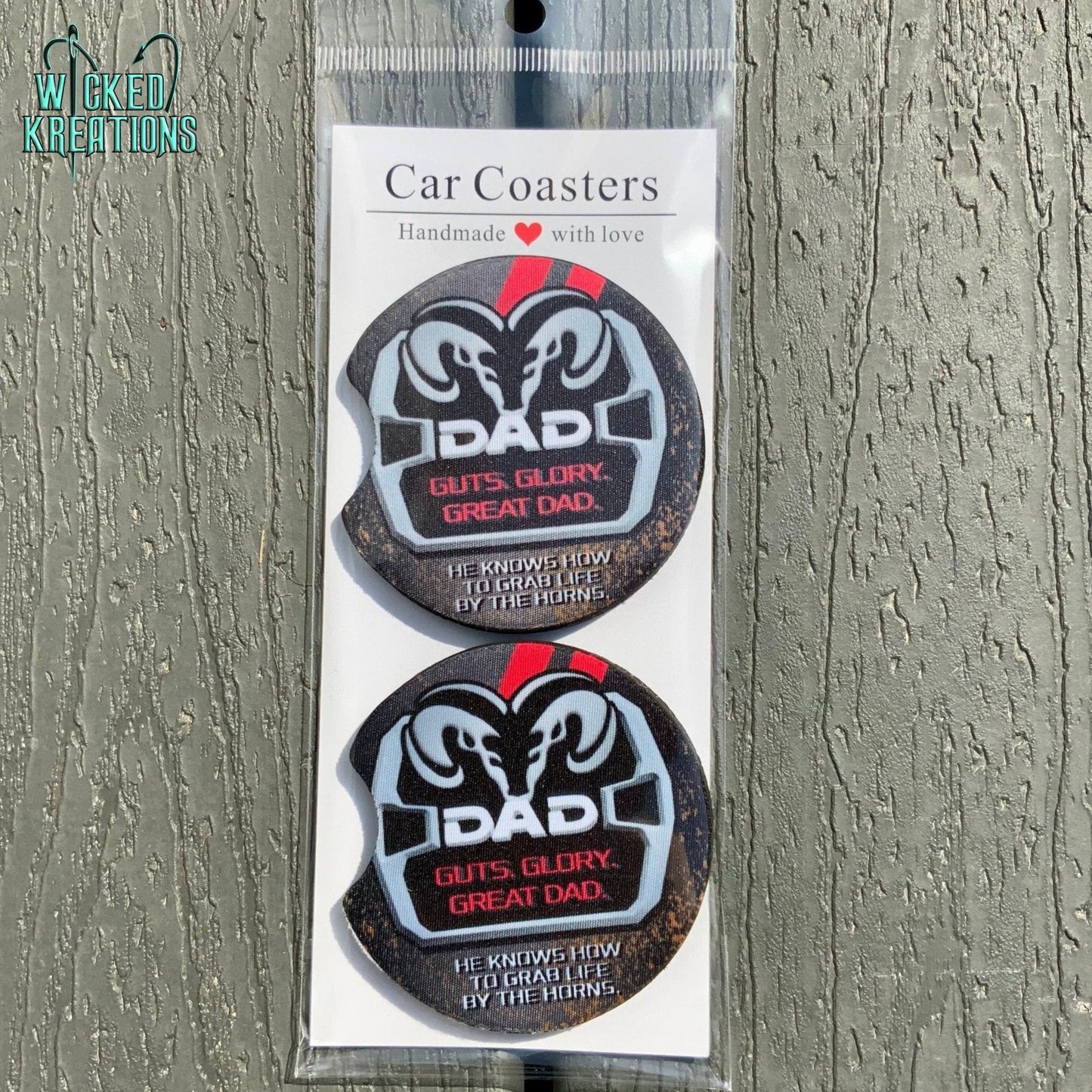 Dad Guts Glory Great Dad Car Coaster Set