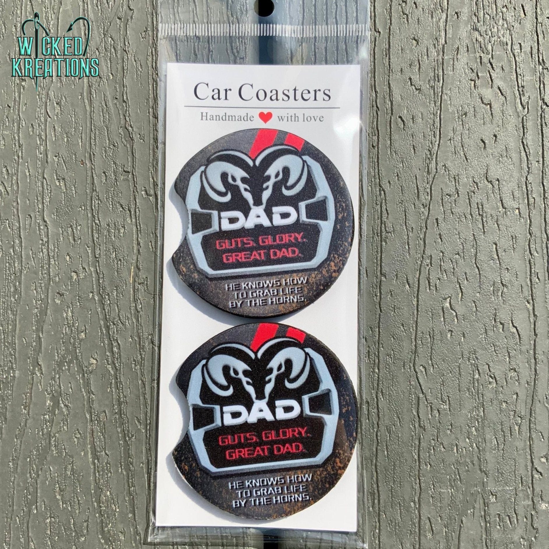 Dad Guts Glory Great Dad Car Coaster Set