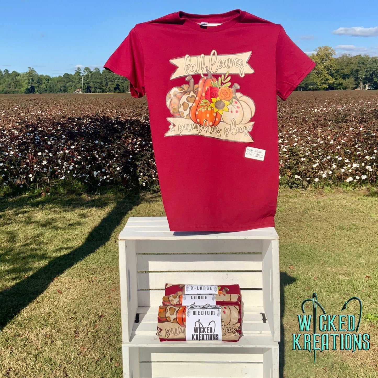 Fall Leaves & Pumpkins Please T-Shirt - RTS