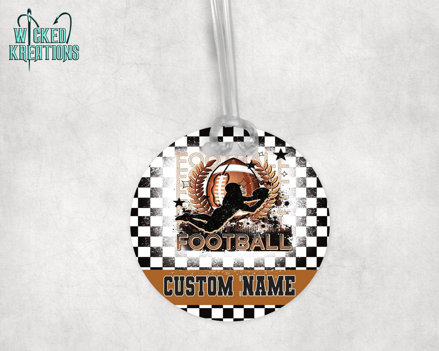 Football Boy Acrylic Bag Tag - Custom Text