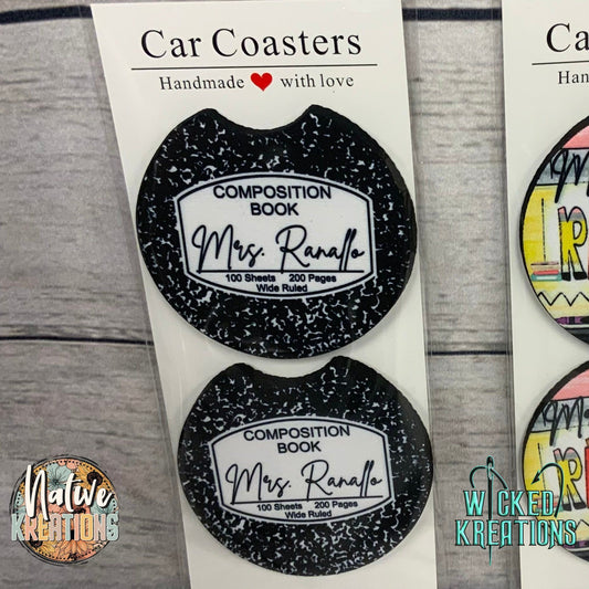 Personalized Teacher Composition Notebook Coaster Set