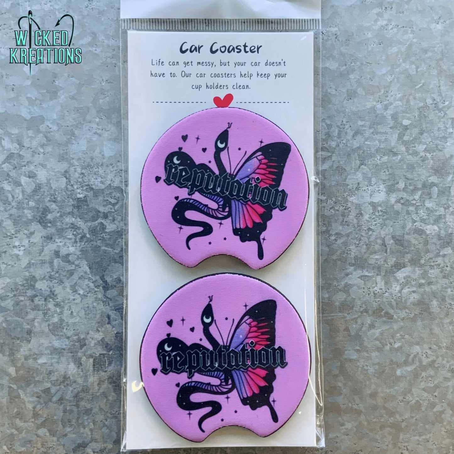 Reputation Purple Car Coaster Set