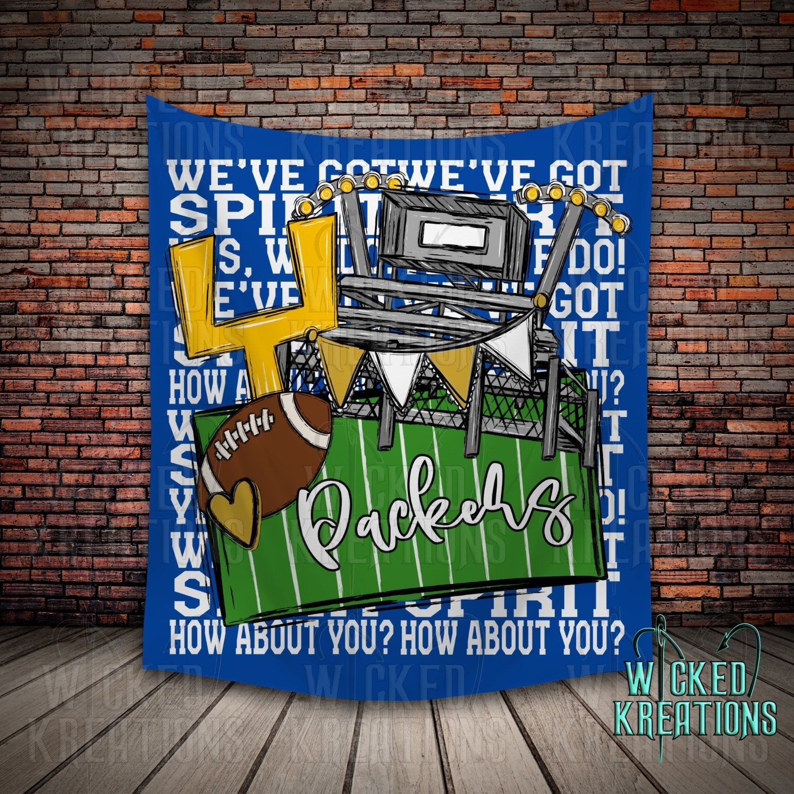 Smithfield Packers We've Got Spirit Football Theme Fleece Throw Version 2