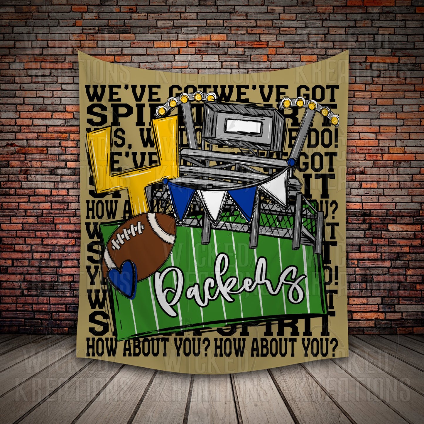 Smithfield Packers We've Got Spirit Football Theme Fleece Throw Version 3
