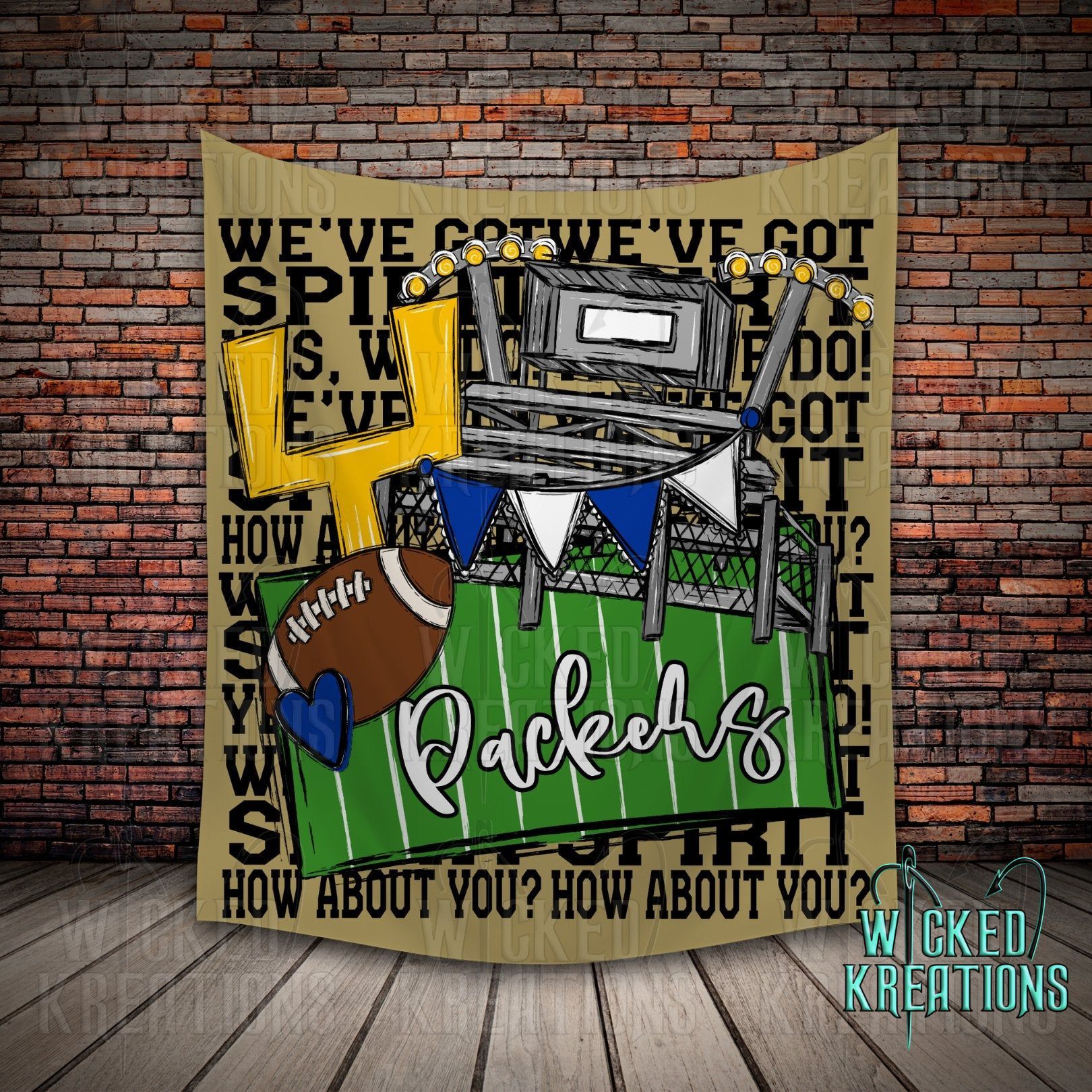 Smithfield Packers We've Got Spirit Football Theme Fleece Throw Version 3