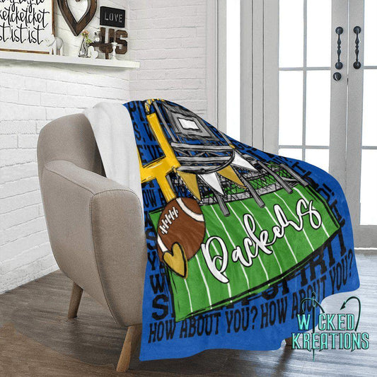 Smithfield Packers We've Got Spirit Football Theme Fleece Throw Version 4
