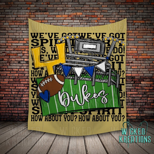 Windsor Dukes We've Got Spirit Football Theme Fleece Throw Version 1