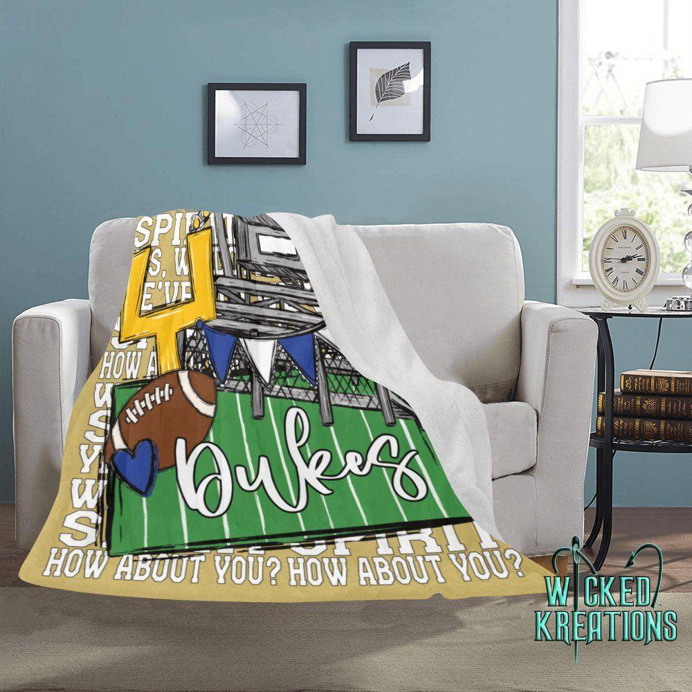 Windsor Dukes We've Got Spirit Football Theme Fleece Throw Version 1