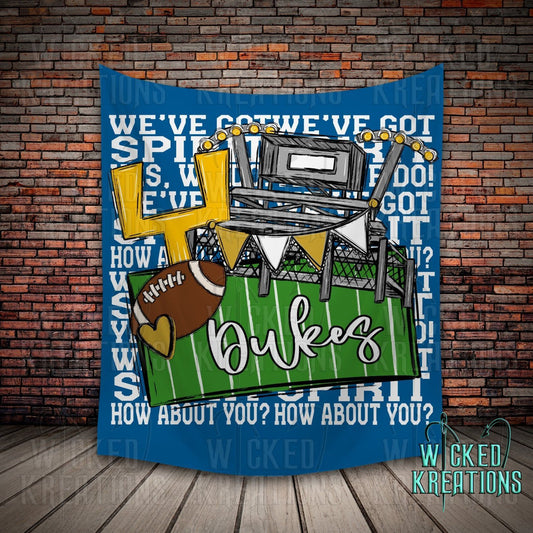 Windsor Dukes We've Got Spirit Football Theme Fleece Throw Version 2
