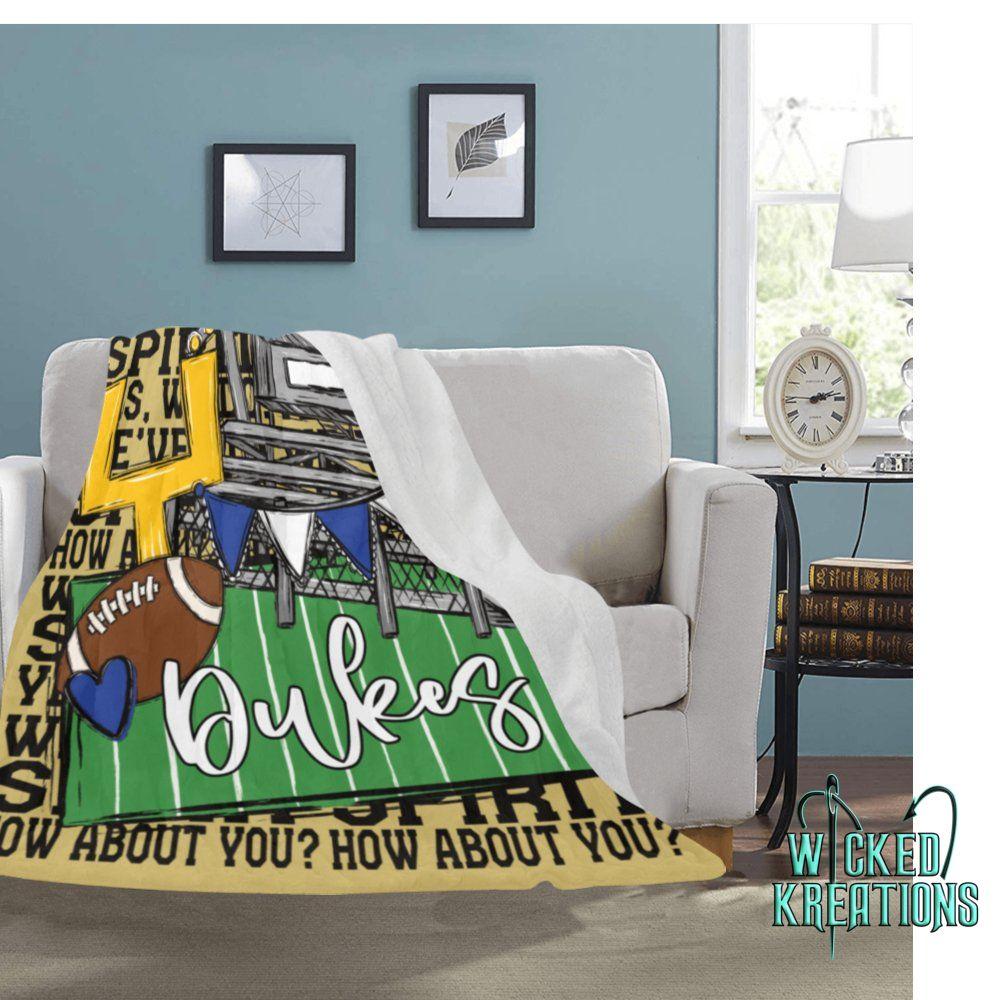 Windsor Dukes We've Got Spirit Football Theme Fleece Throw Version 3