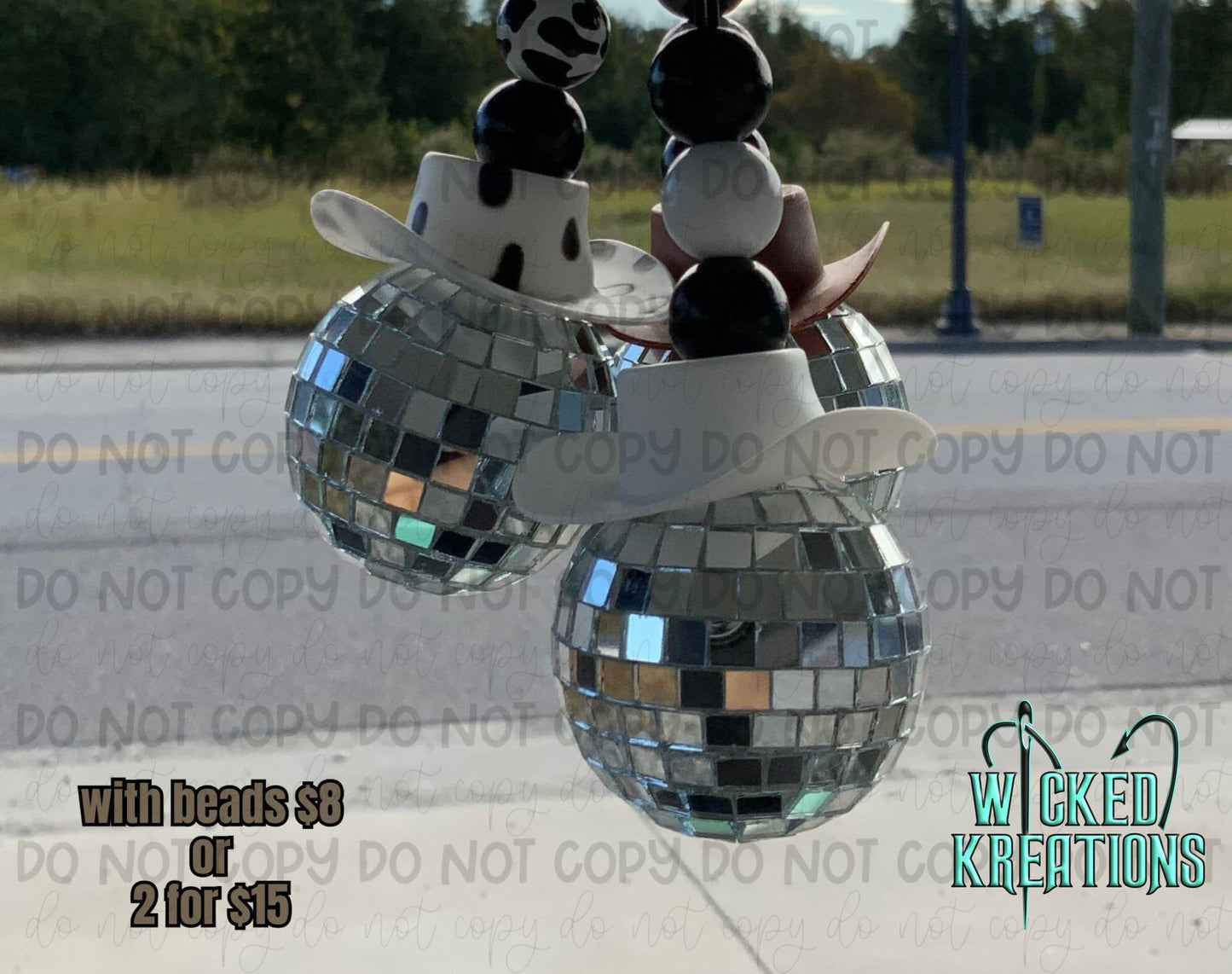 Beaded Cowboy Disco Car Charm