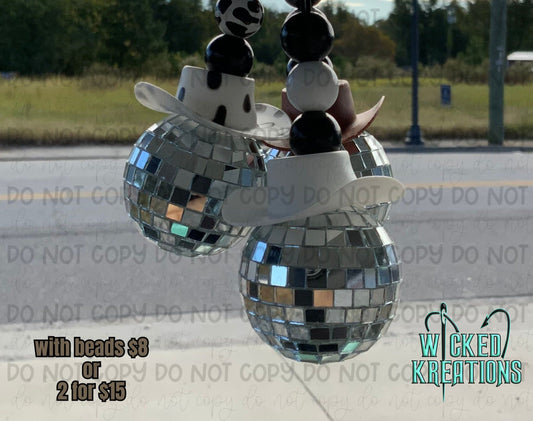 Beaded Cowboy Disco Car Charm