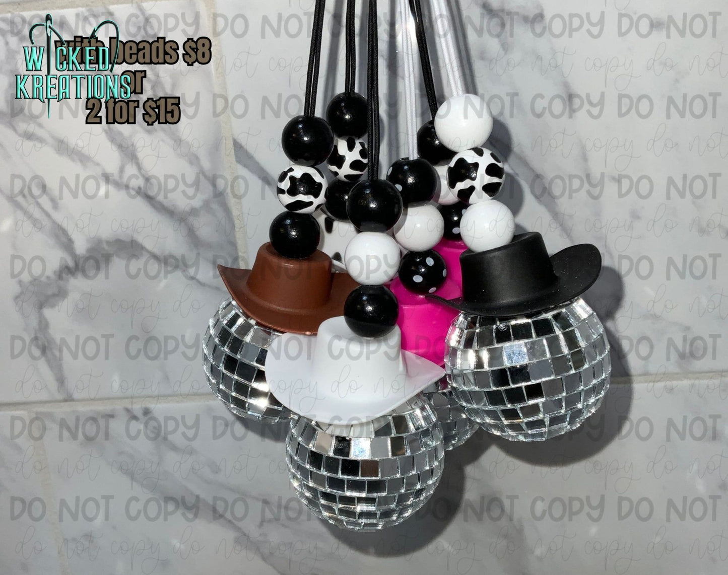 Beaded Cowboy Disco Car Charm