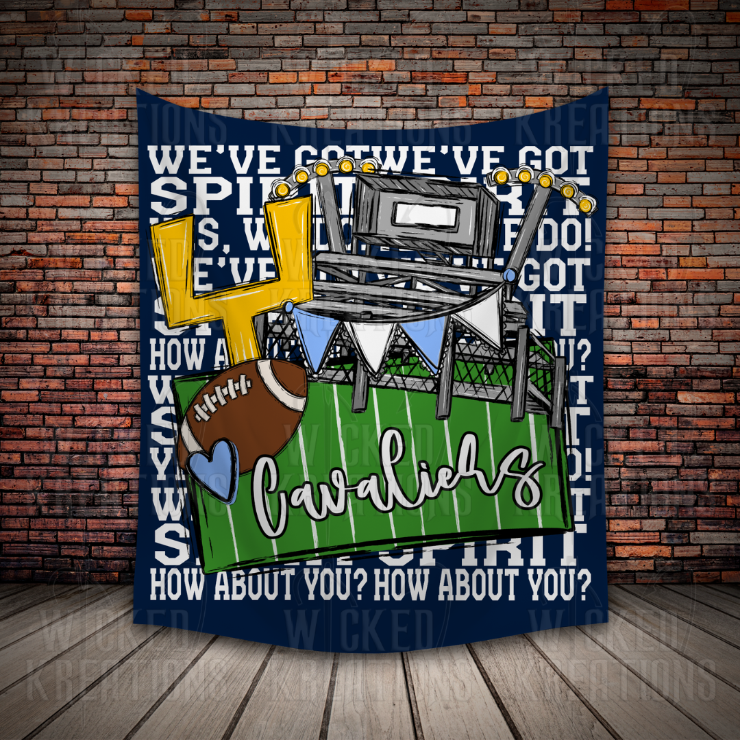 Lakeland Cavaliers We've Got Spirit Football Theme Fleece Throw Version 3