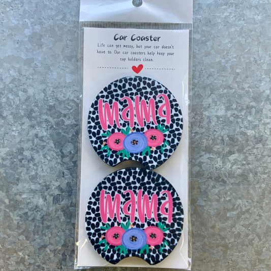 Mama Pebble Floral Car Coaster Set
