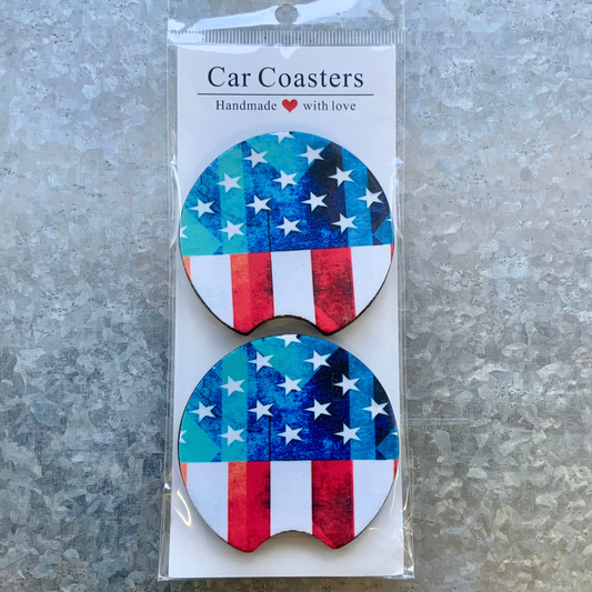 Western Patriotic American Flag Coaster Set