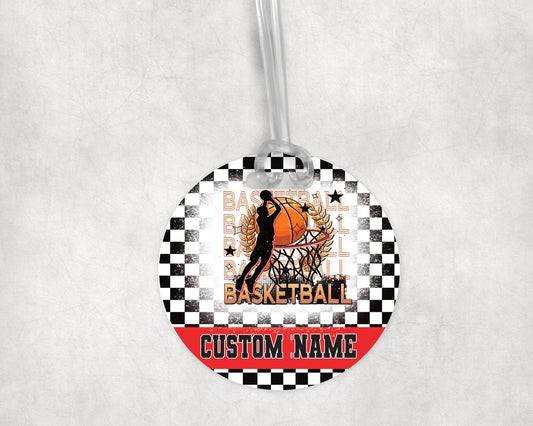 Basketball Boy Acrylic Bag Tag - Custom Text