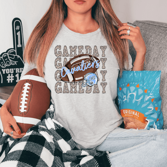 Cavaliers Camo and Columbia Blue Helmet Football T-Shirt