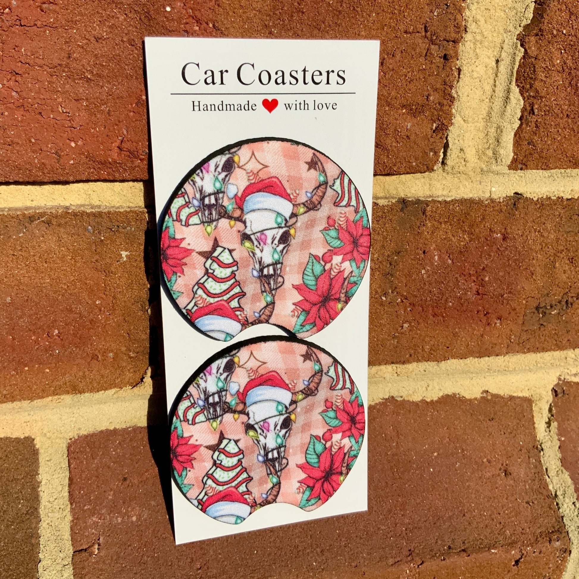 Christmas Bull Skull Coaster Set