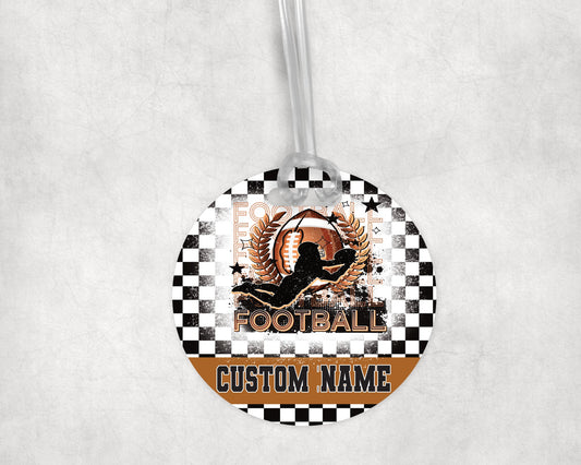 Football Boy Acrylic Bag Tag - Custom Text