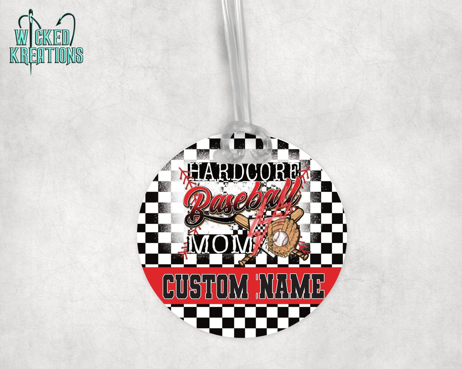 Hardcore Baseball Mom Acrylic Bag Tag - Custom Text