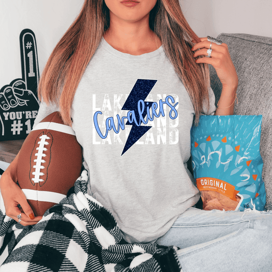 Lakeland Cavaliers Lightening Bolt White T-Shirt