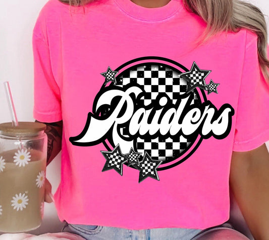Raiders Checker & Stars Design T-Shirt