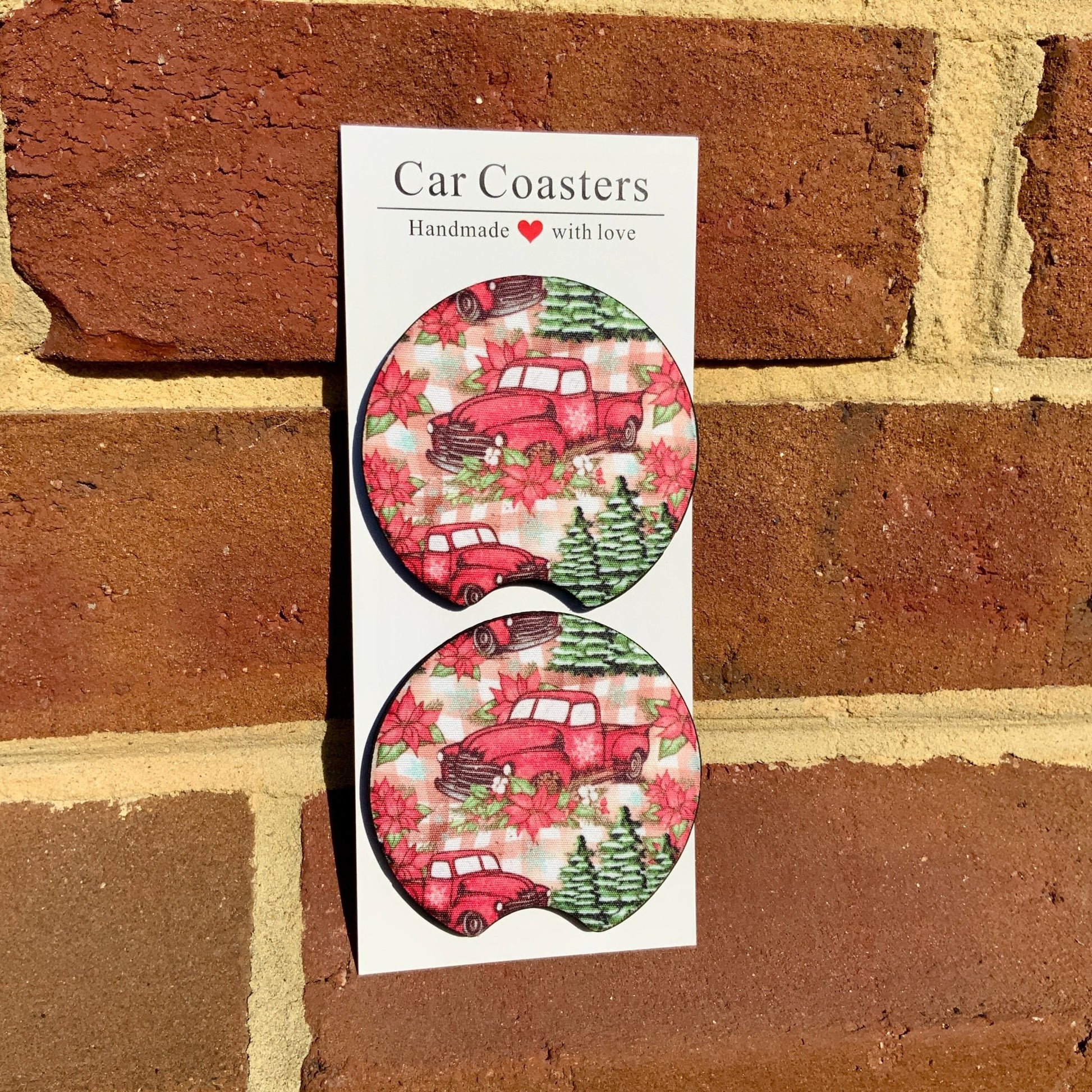 Red Christmas Truck Car Coaster Set
