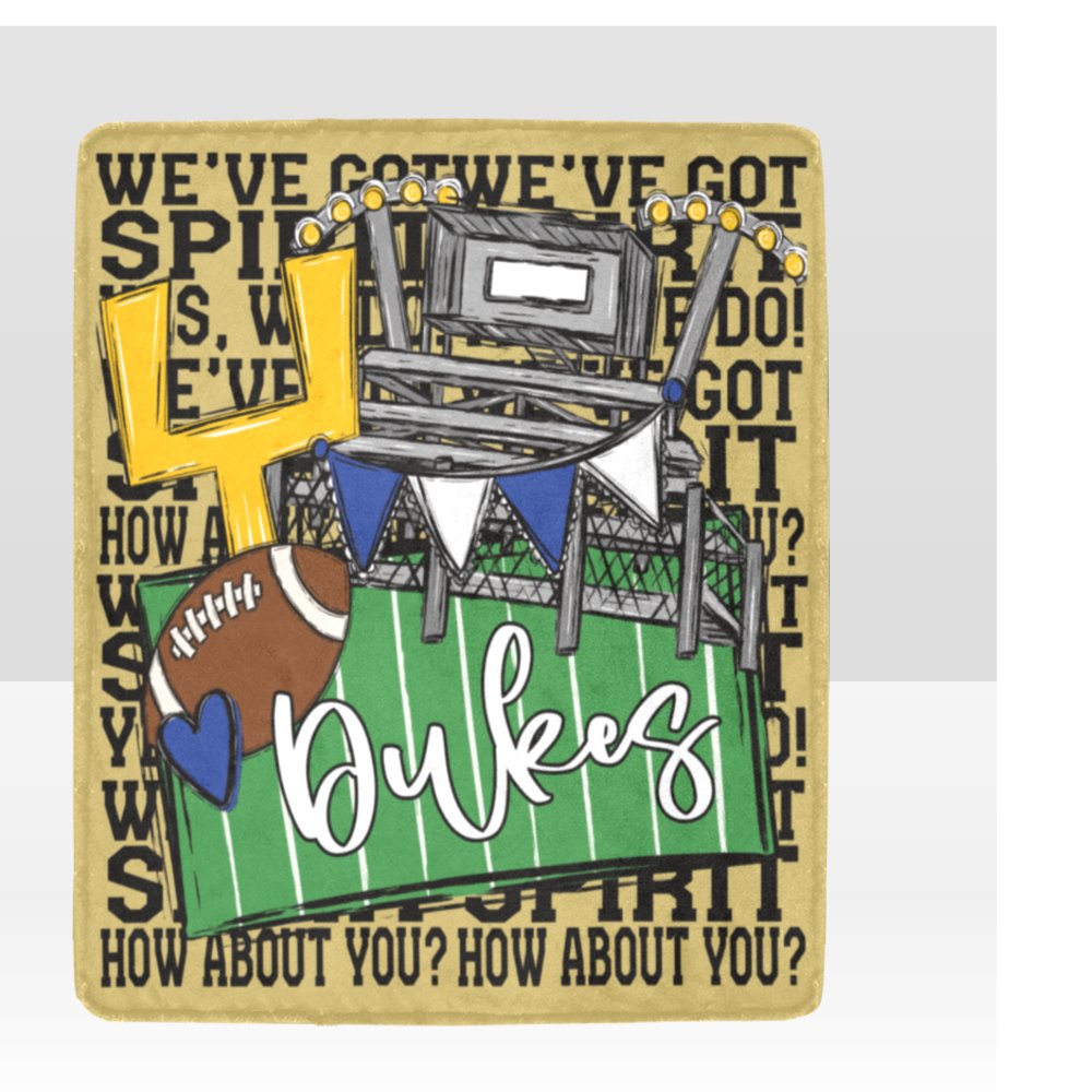 Windsor Dukes We've Got Spirit Football Theme Fleece Throw Version 3