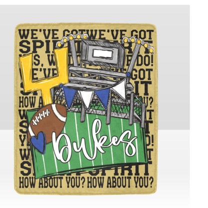 Windsor Dukes We've Got Spirit Football Theme Fleece Throw Version 3